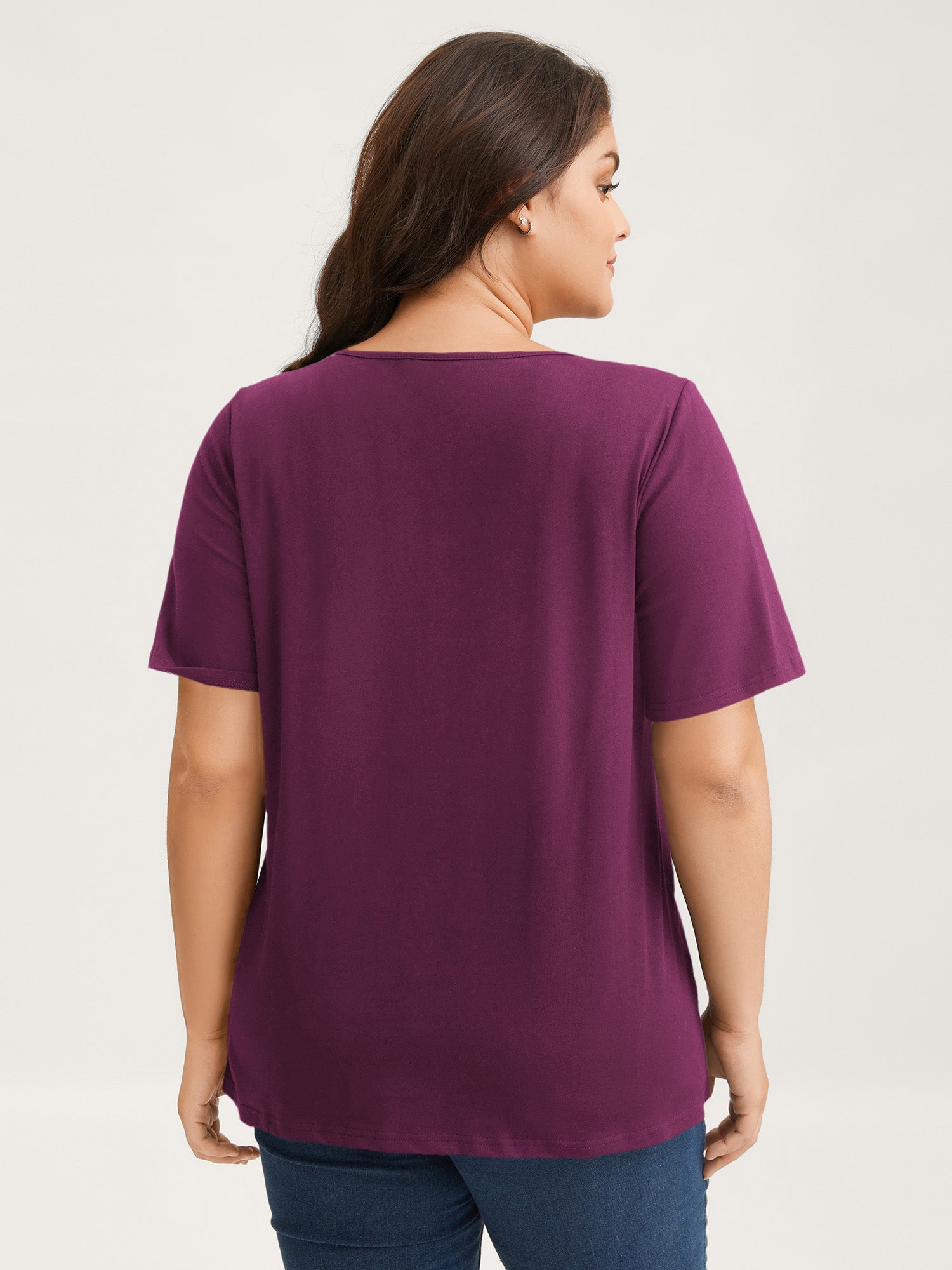 Cotton V Neck Plain Basic T-shirt