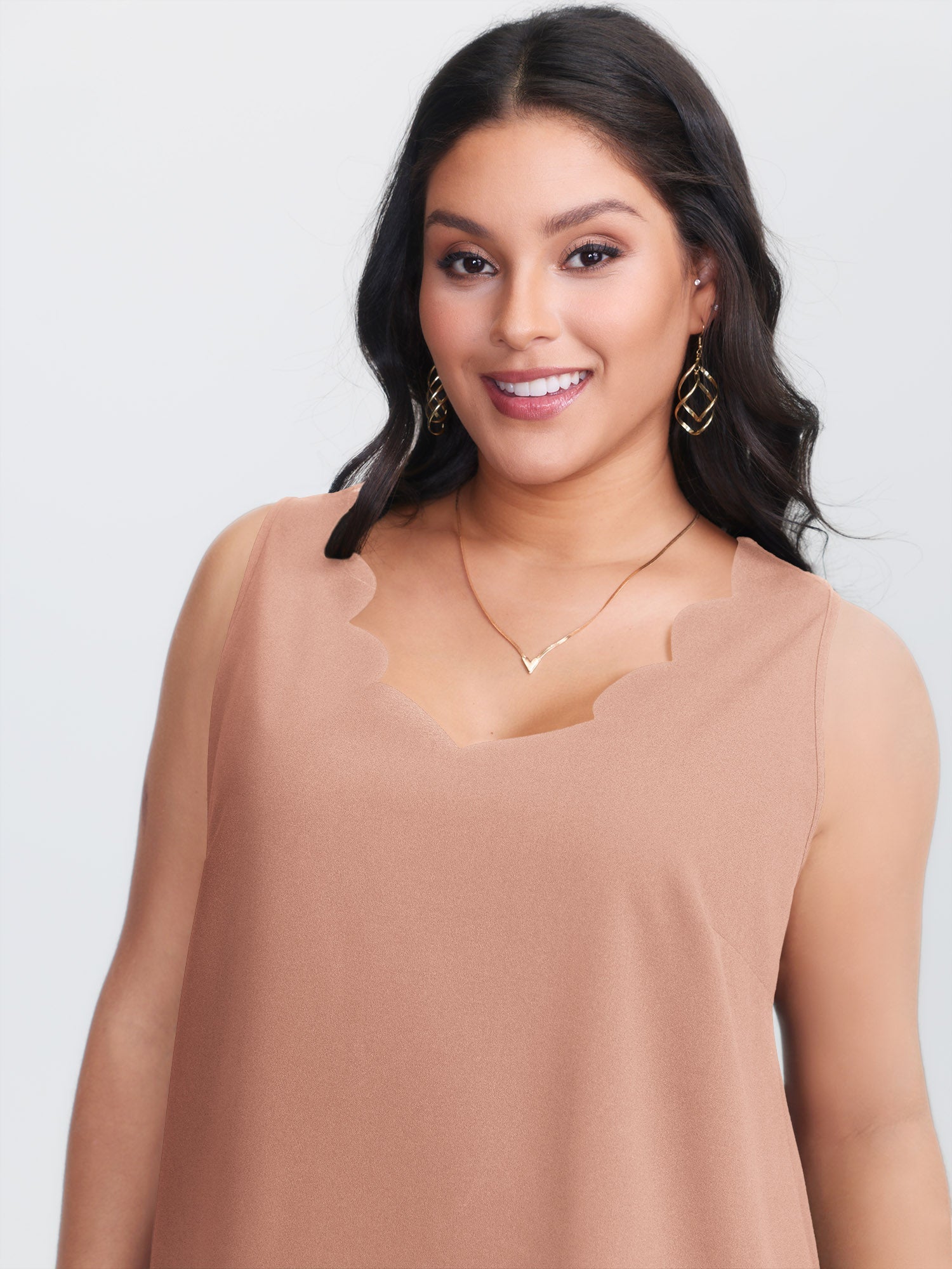 Solid V Neck Laser Cut Tank Top