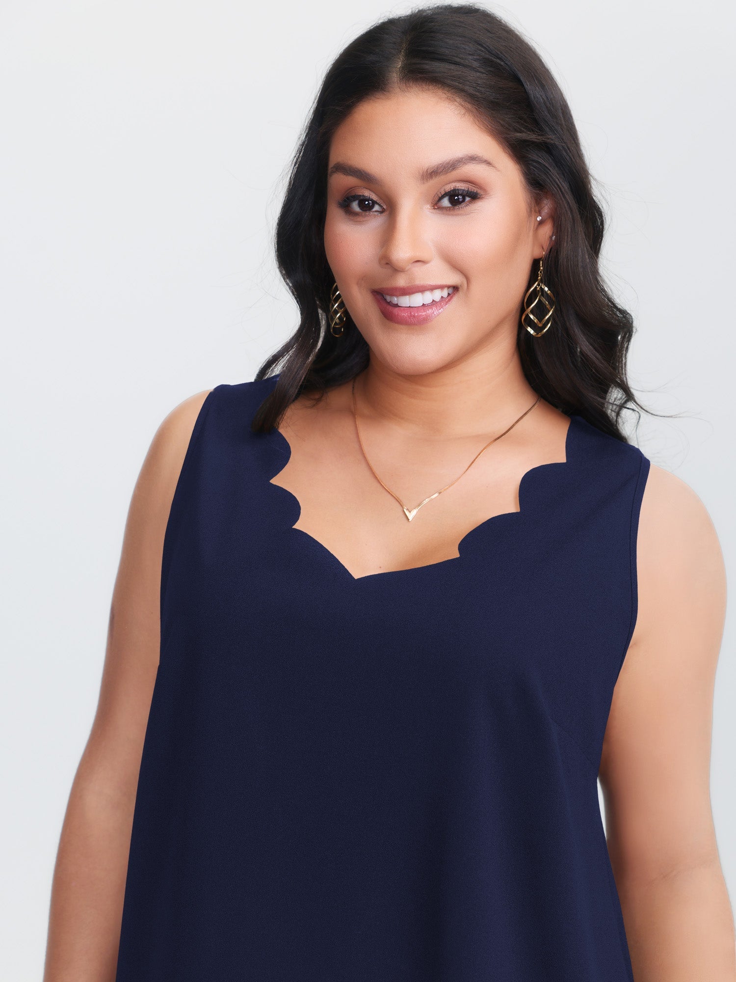 Solid V Neck Laser Cut Tank Top