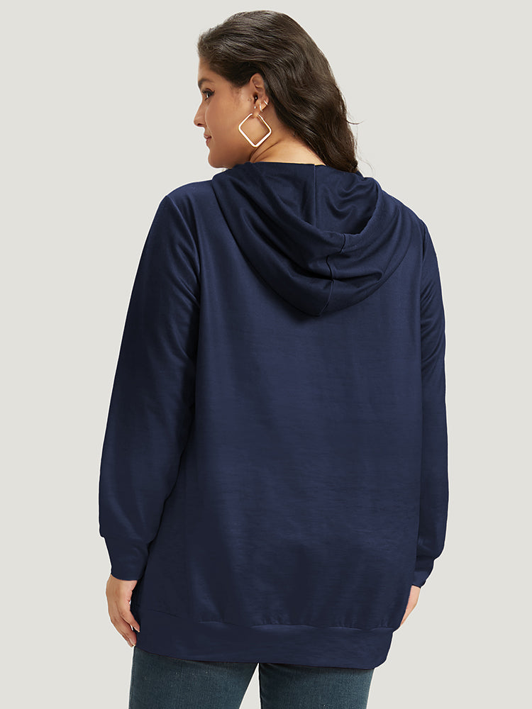 Ombre Pocket Drawstring Hooded Sweatshirt