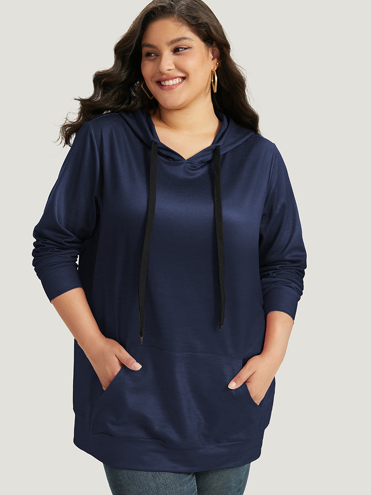 Ombre Pocket Drawstring Hooded Sweatshirt