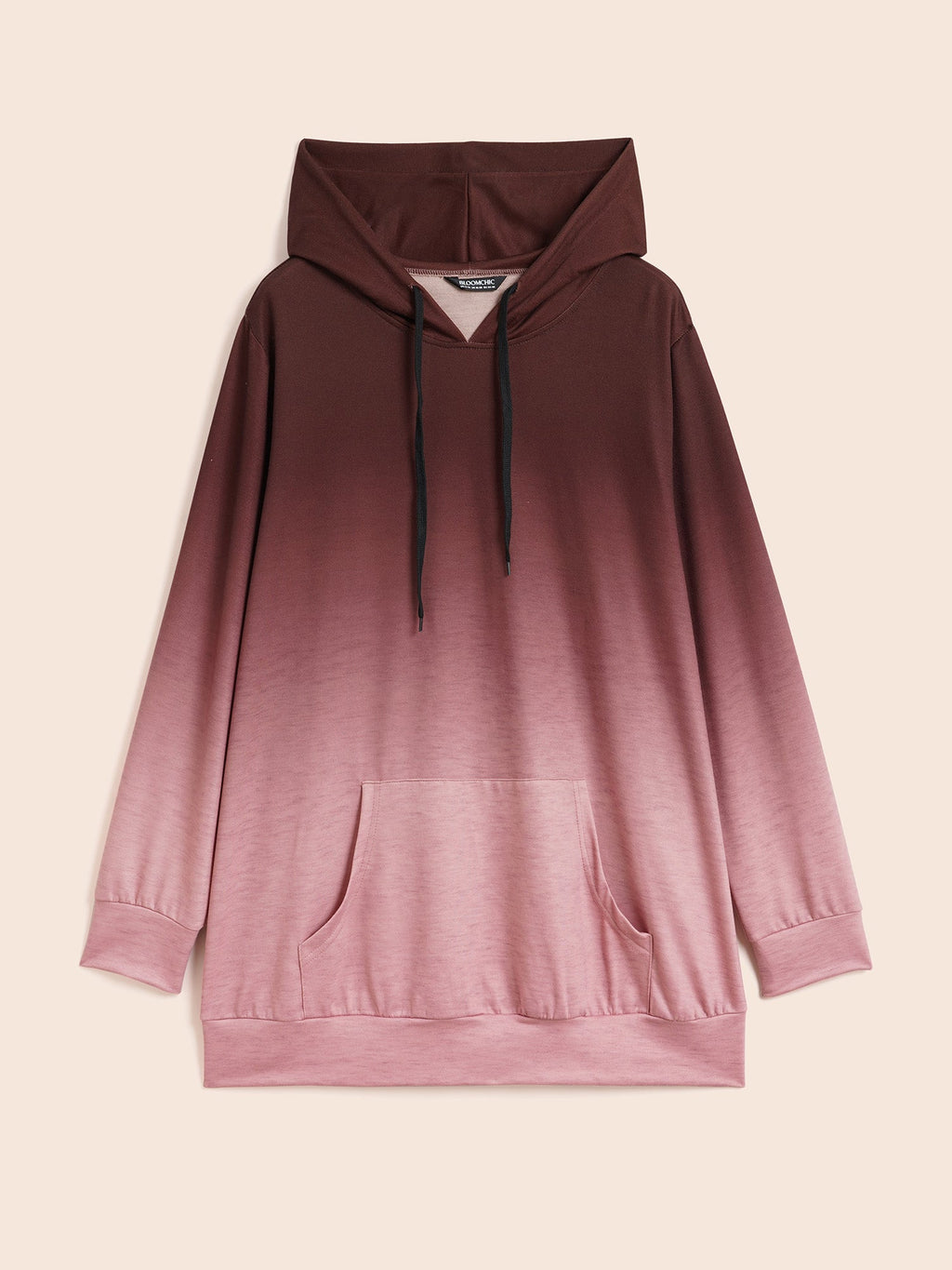 Ombre Pocket Drawstring Hooded Sweatshirt
