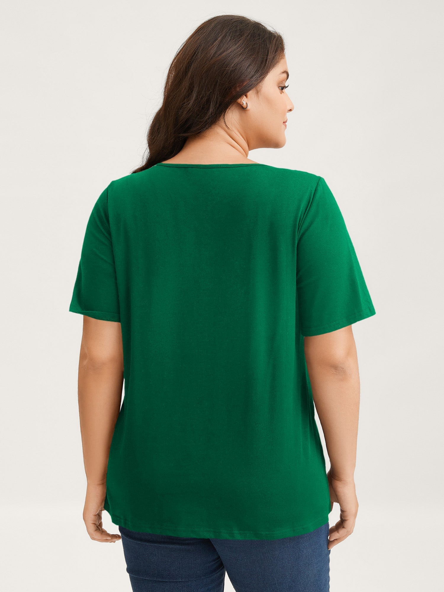 Cotton V Neck Plain Basic T-shirt