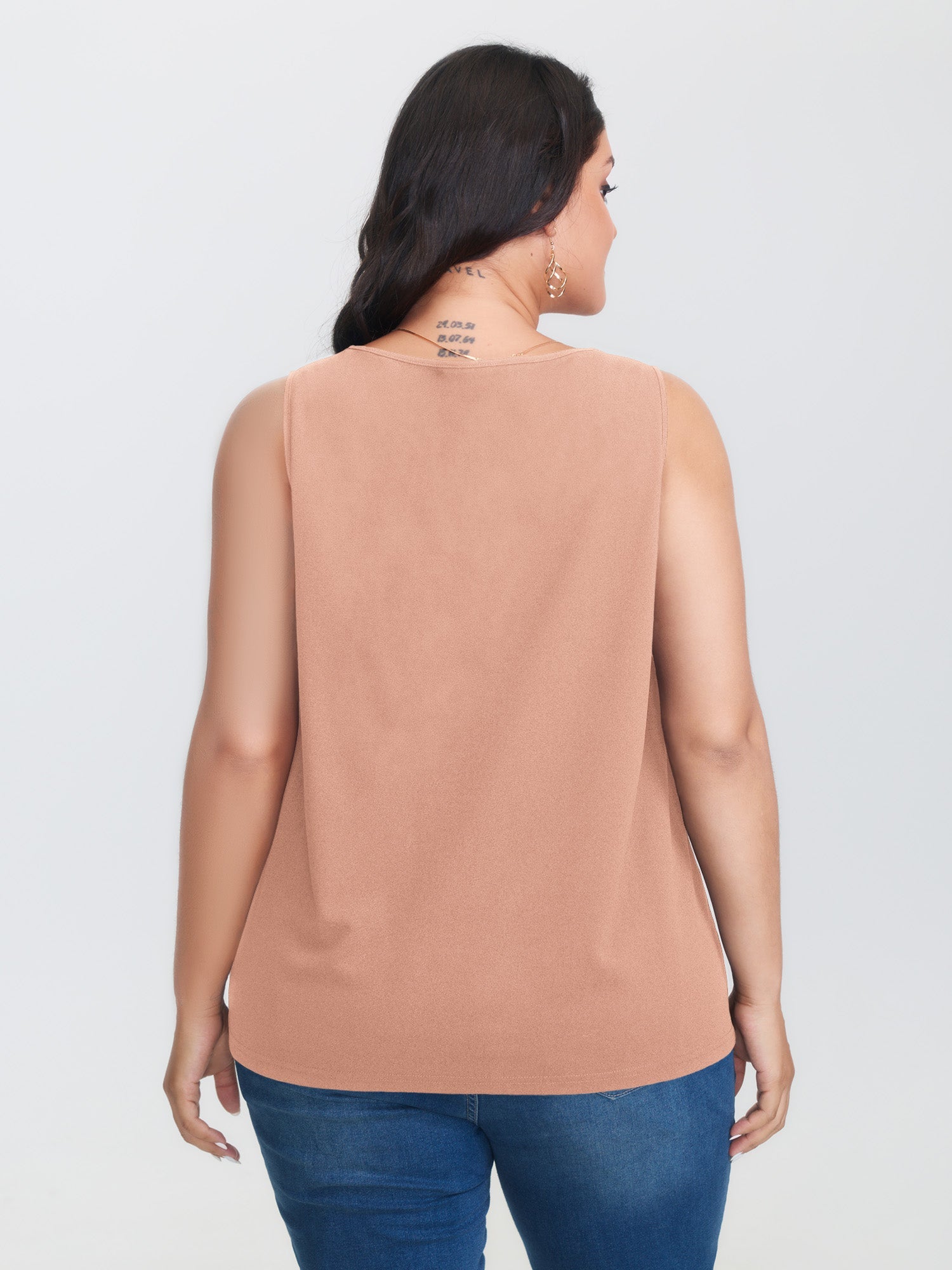Solid V Neck Laser Cut Tank Top