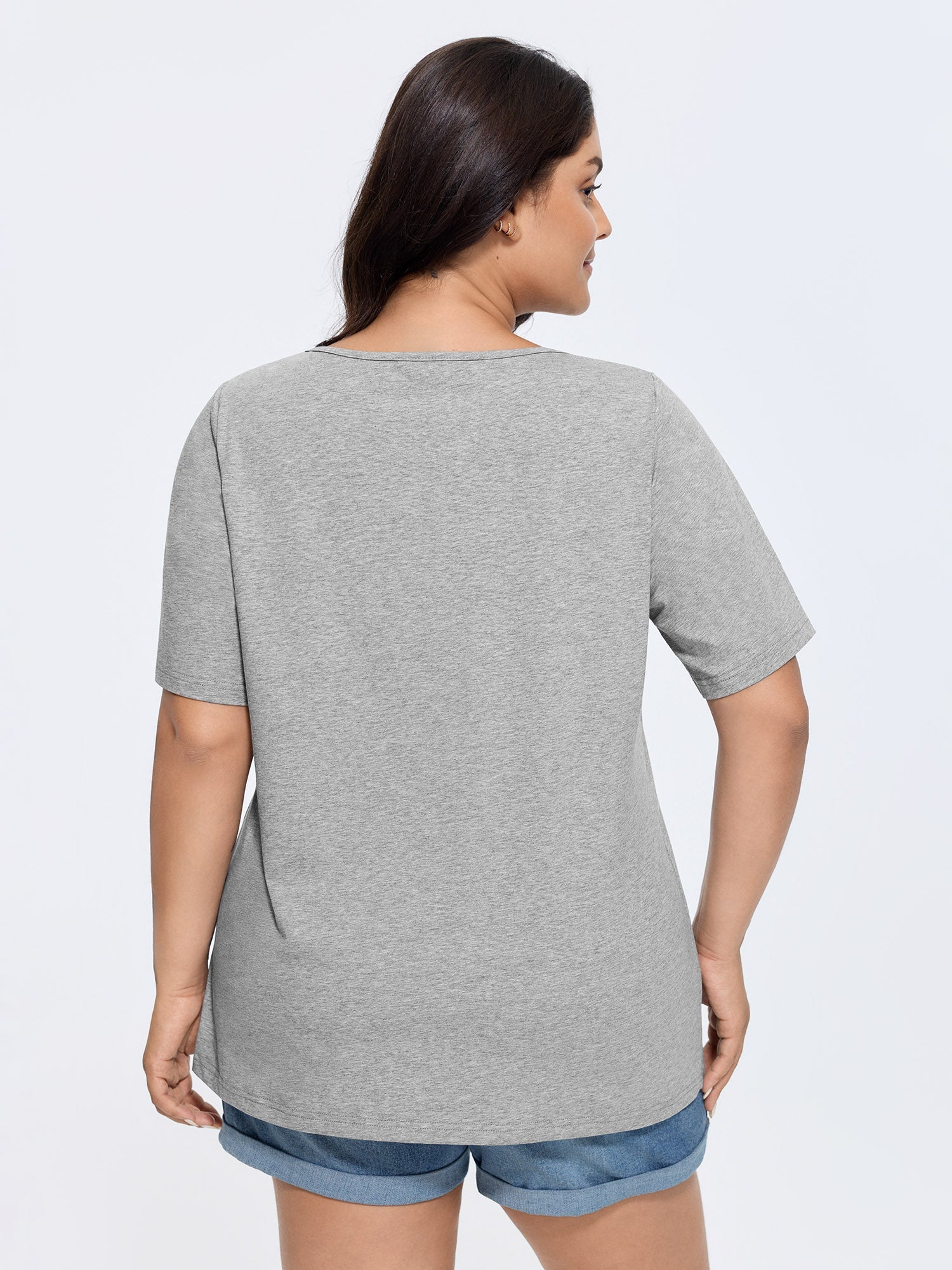 Cotton V Neck Plain Basic T-shirt