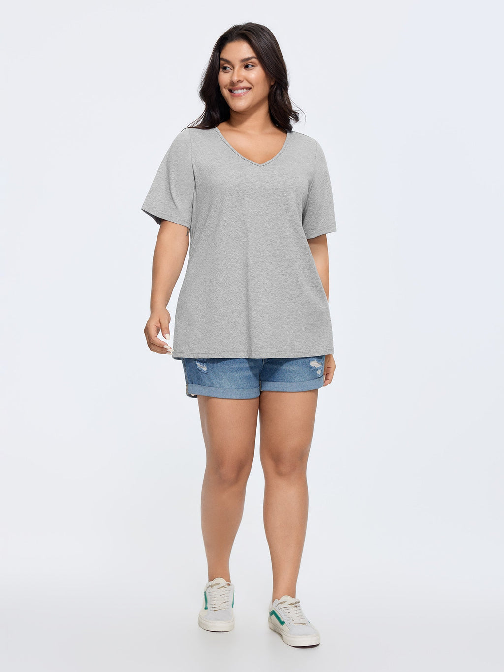 Cotton V Neck Plain Basic T-shirt