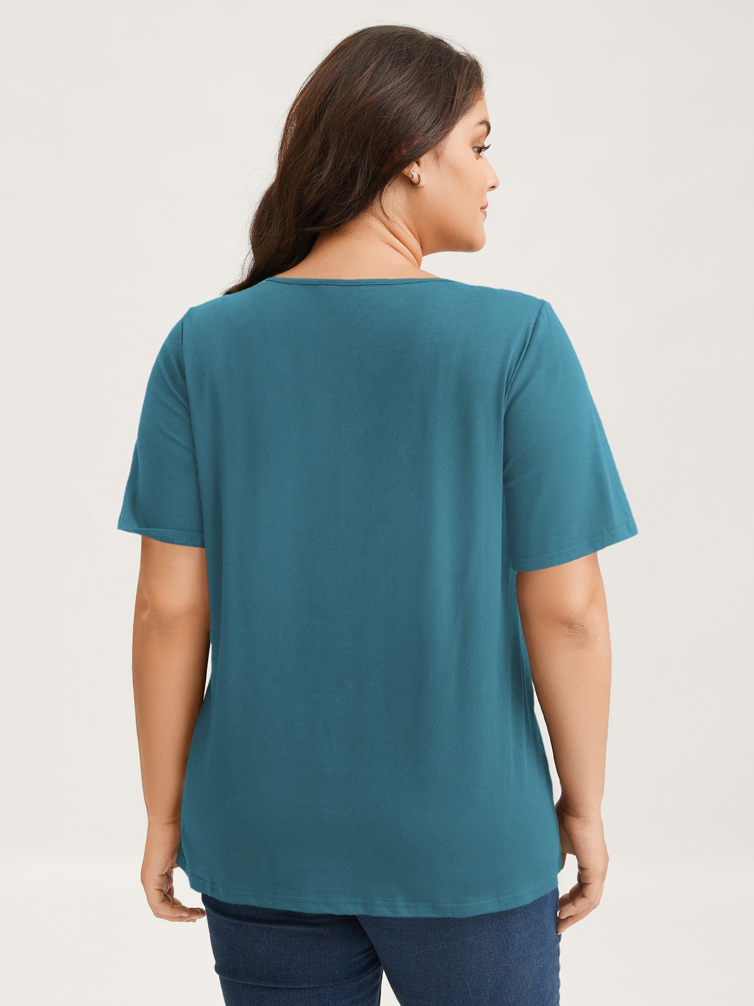Cotton V Neck Plain Basic T-shirt