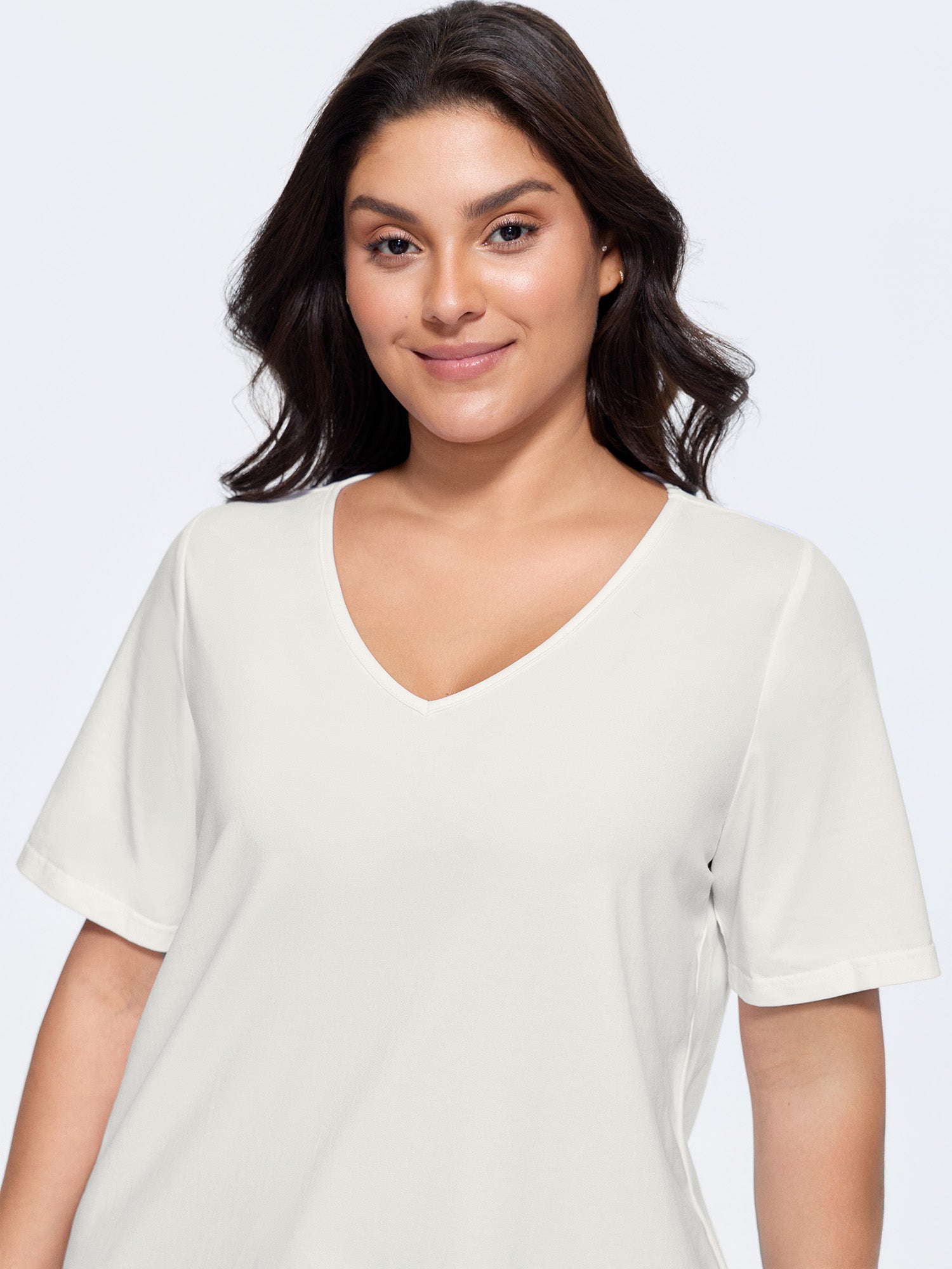 Cotton V Neck Plain Basic T-shirt