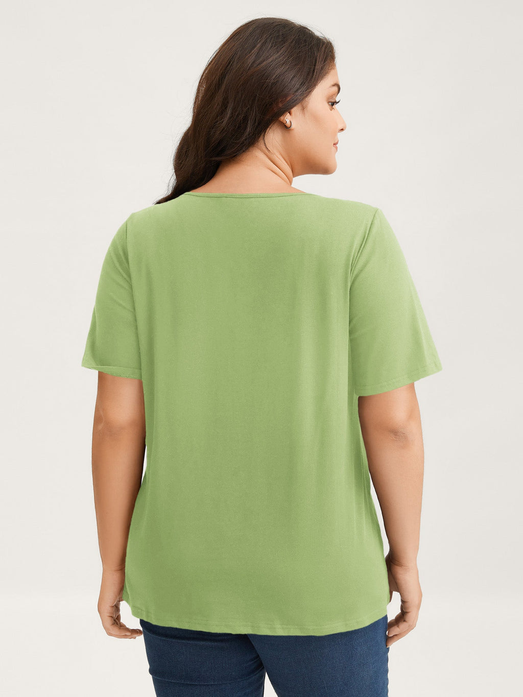 Cotton V Neck Plain Basic T-shirt