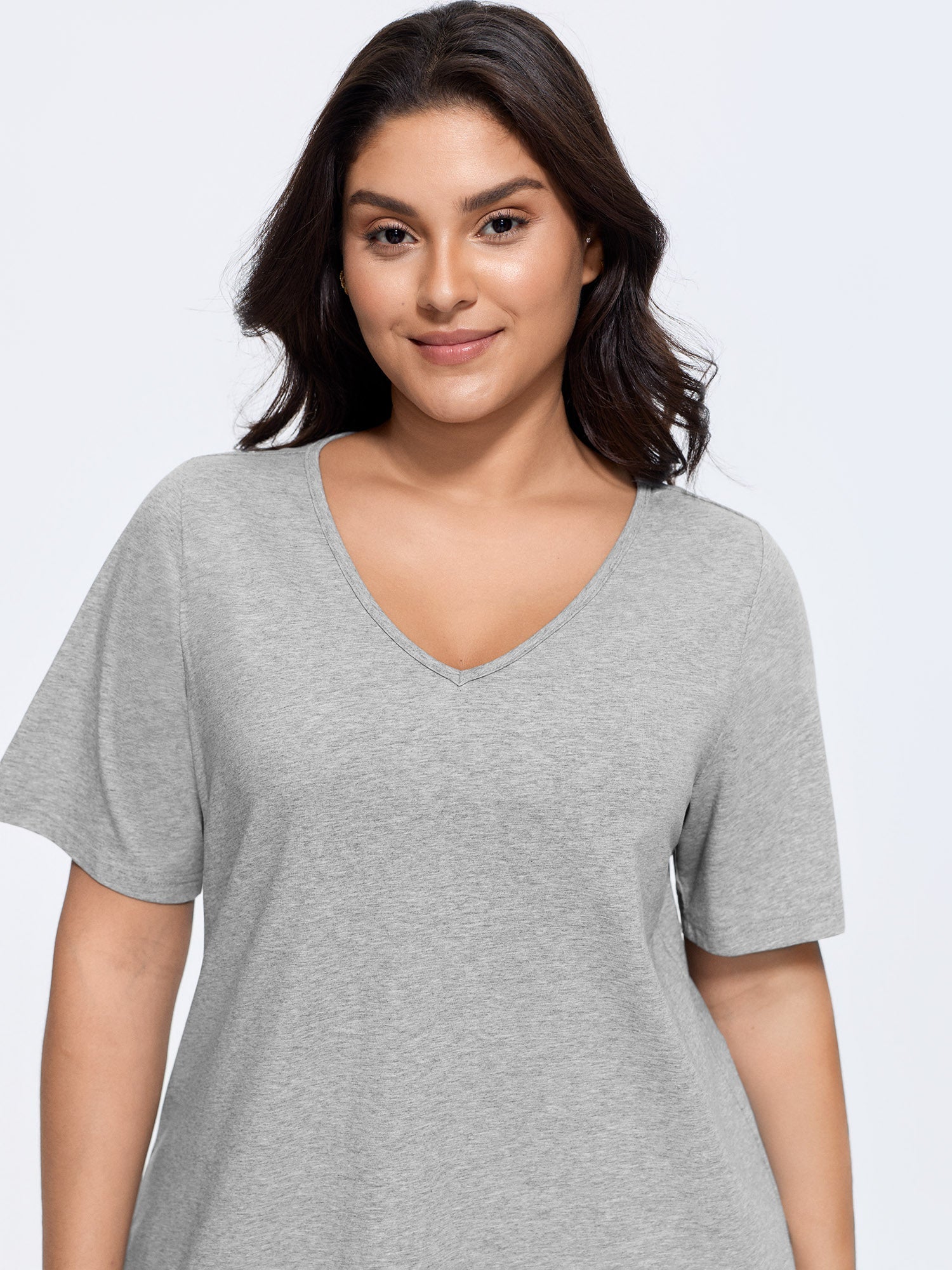 Cotton V Neck Plain Basic T-shirt