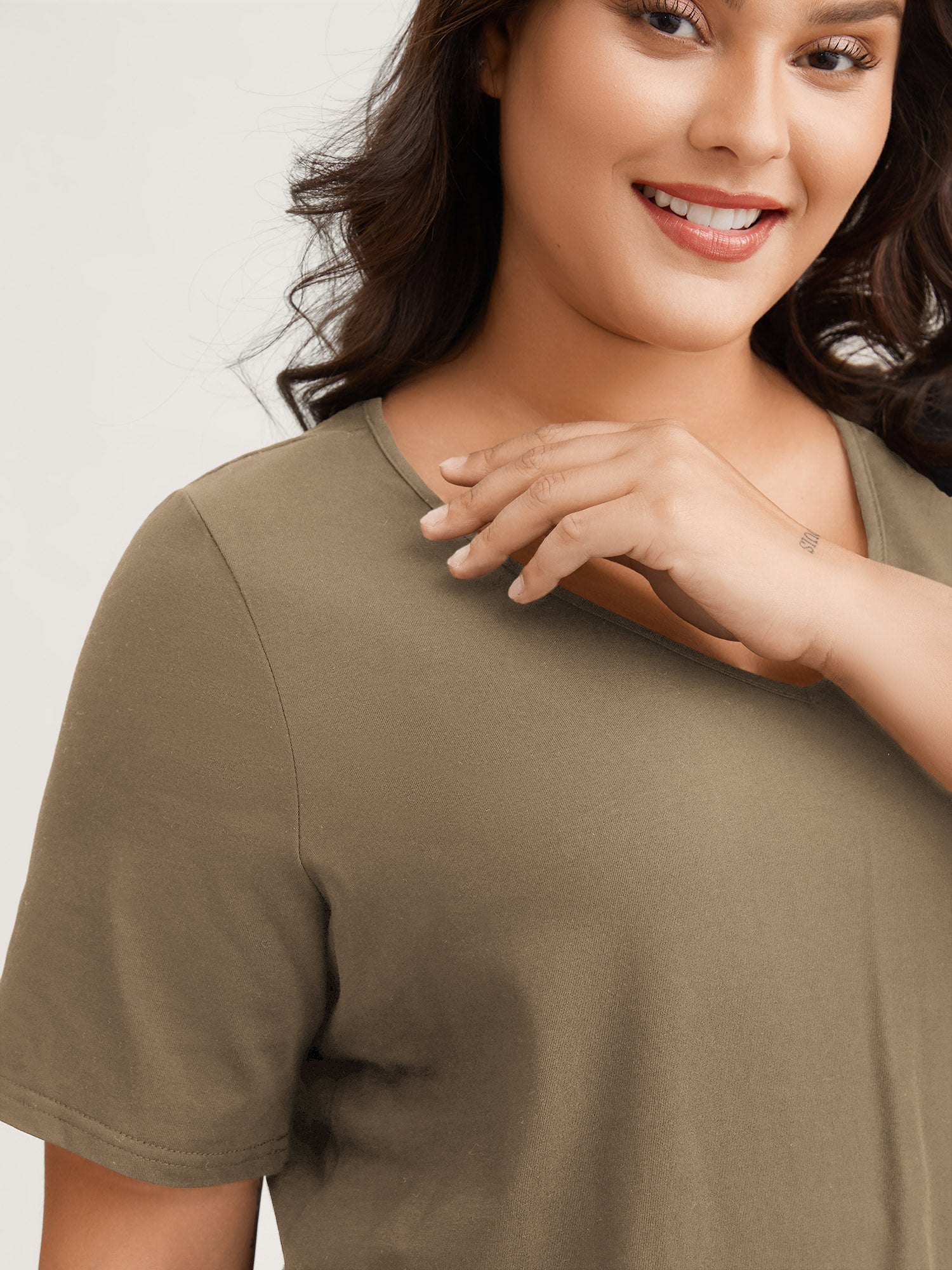 Cotton V Neck Plain Basic T-shirt