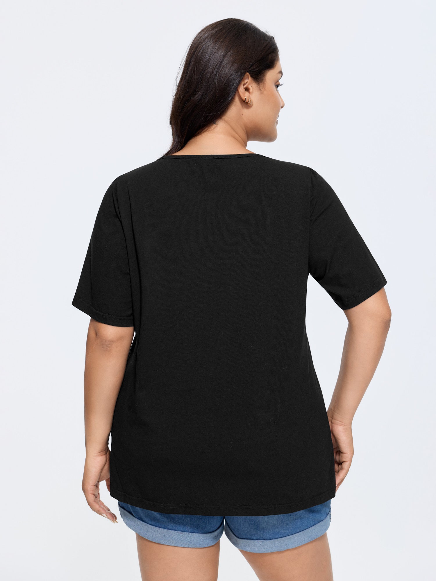Cotton V Neck Plain Basic T-shirt