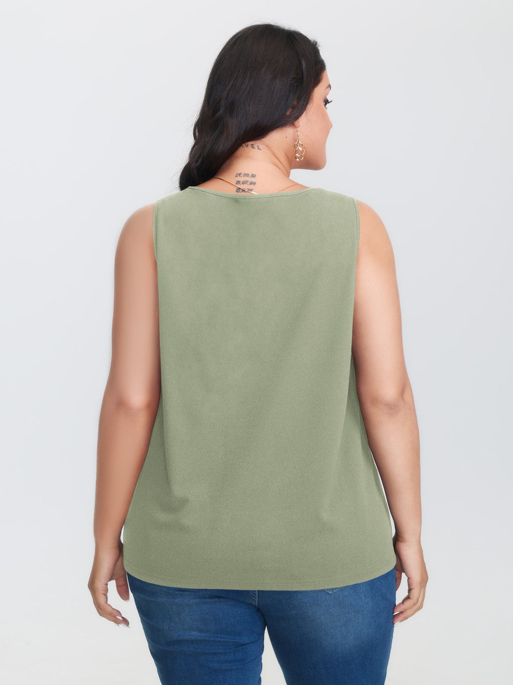 Solid V Neck Laser Cut Tank Top