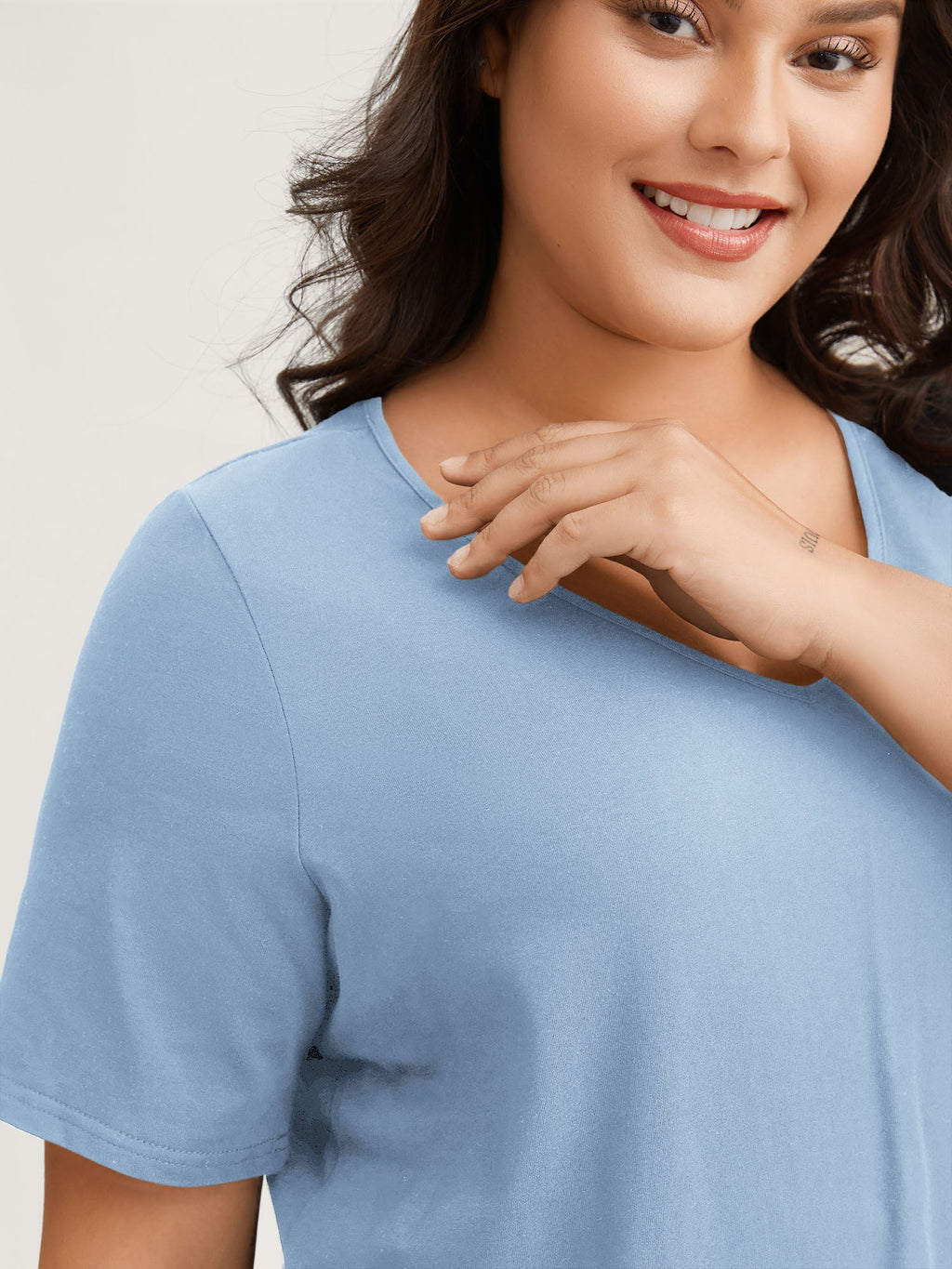 Cotton V Neck Plain Basic T-shirt