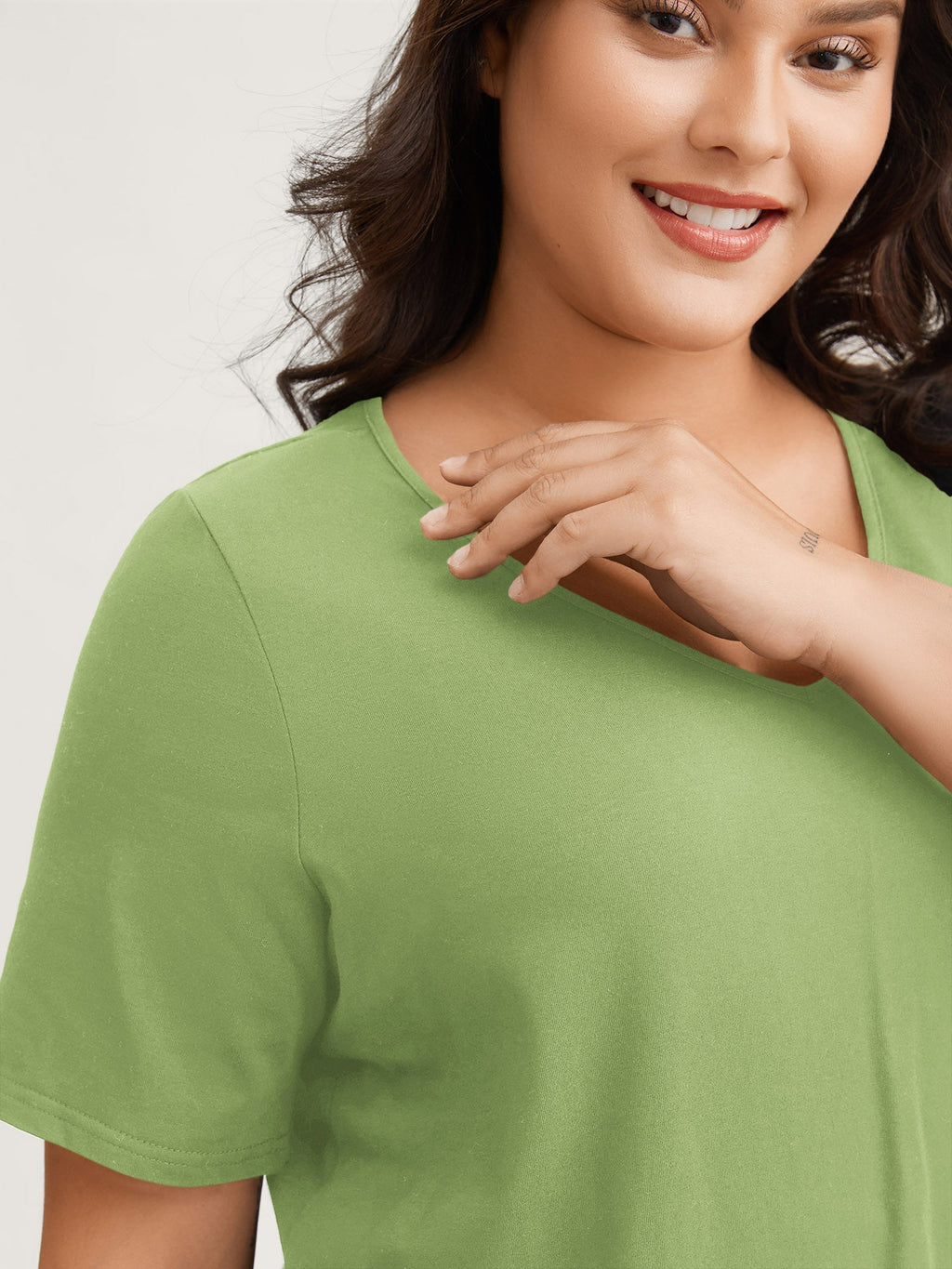Cotton V Neck Plain Basic T-shirt