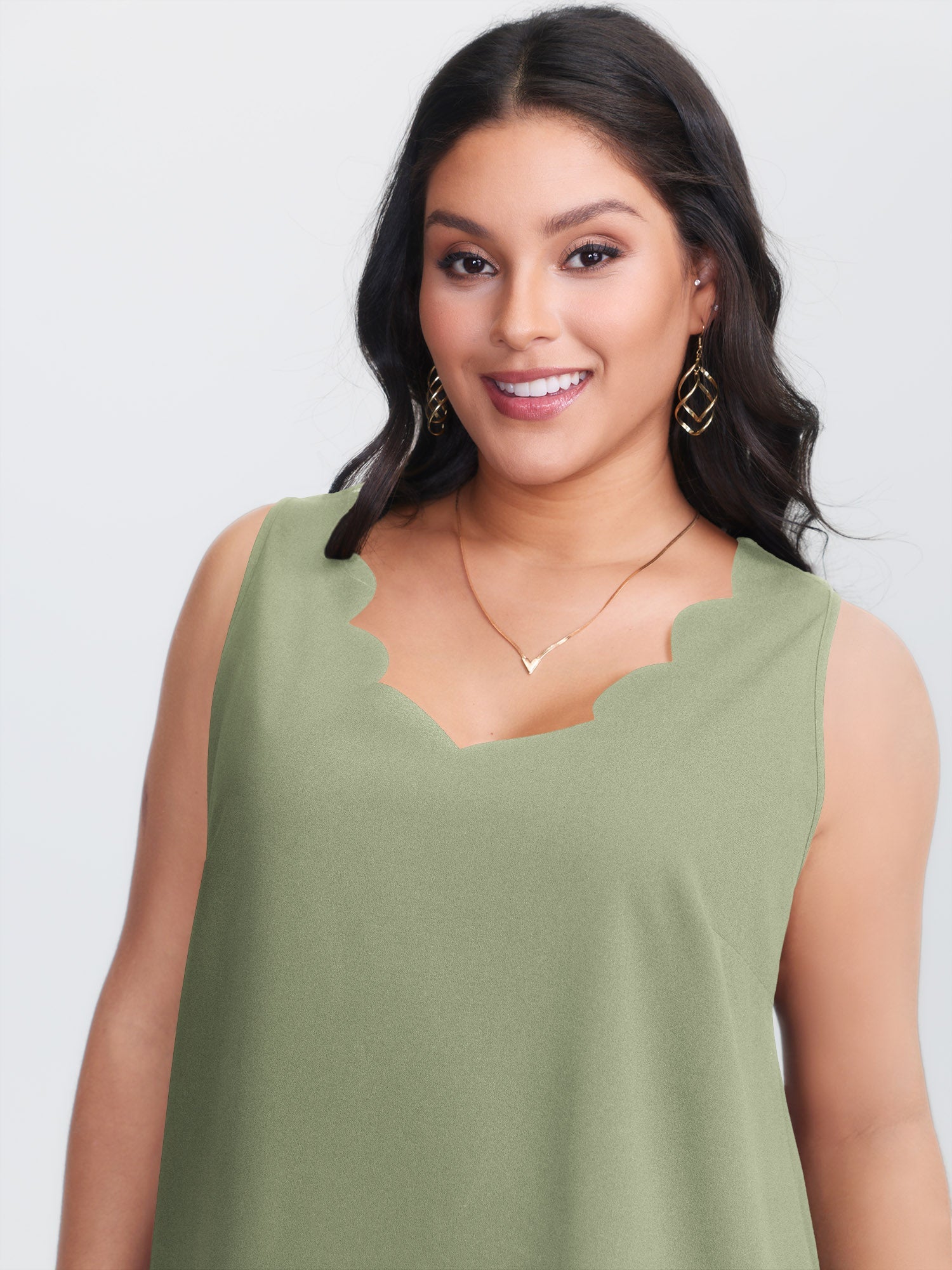 Solid V Neck Laser Cut Tank Top