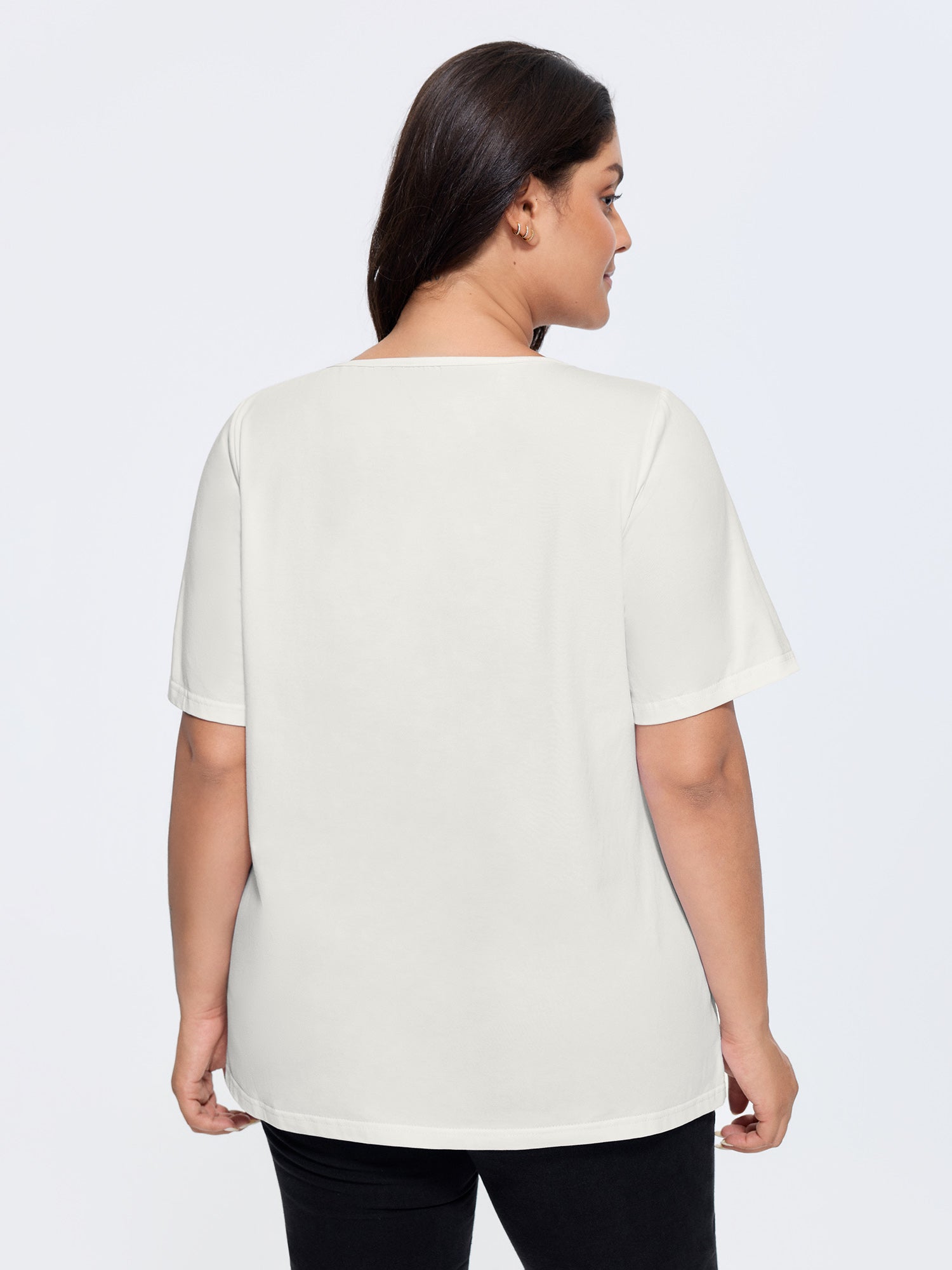 Cotton V Neck Plain Basic T-shirt