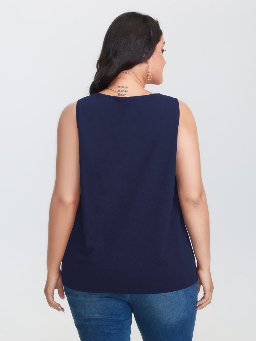 Solid V Neck Laser Cut Tank Top