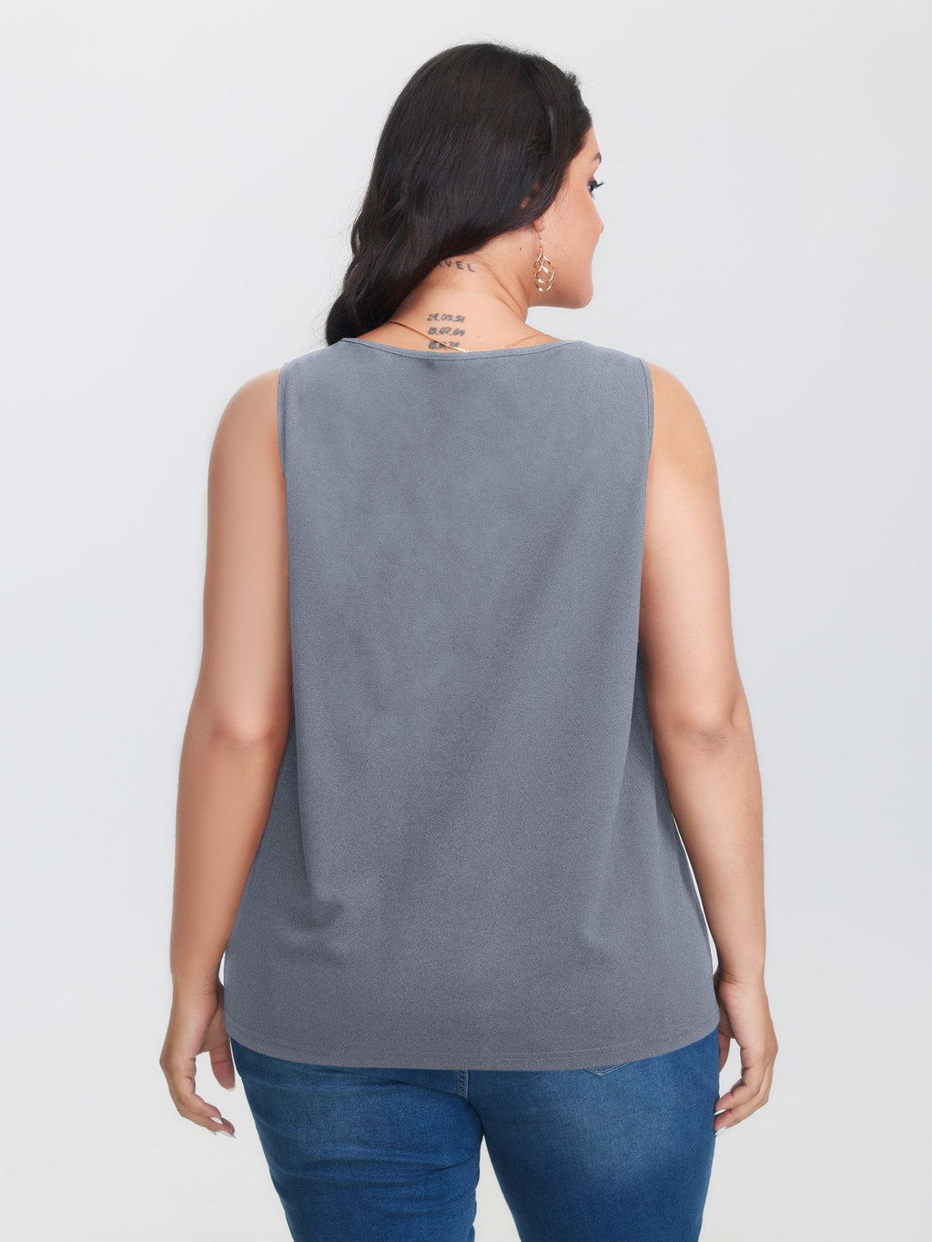 Solid V Neck Laser Cut Tank Top