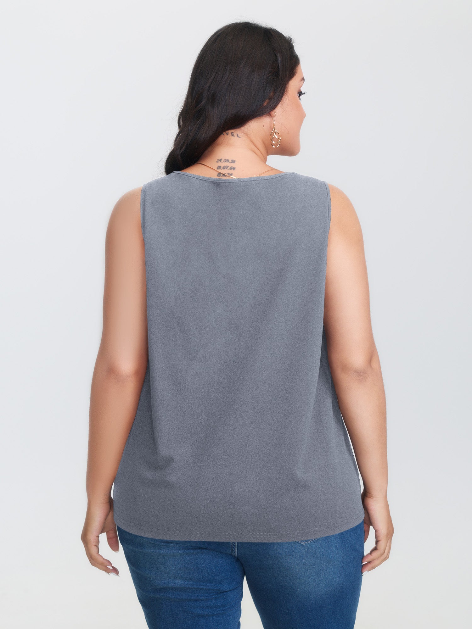 Solid V Neck Laser Cut Tank Top