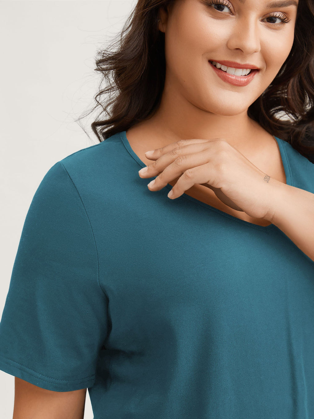 Cotton V Neck Plain Basic T-shirt