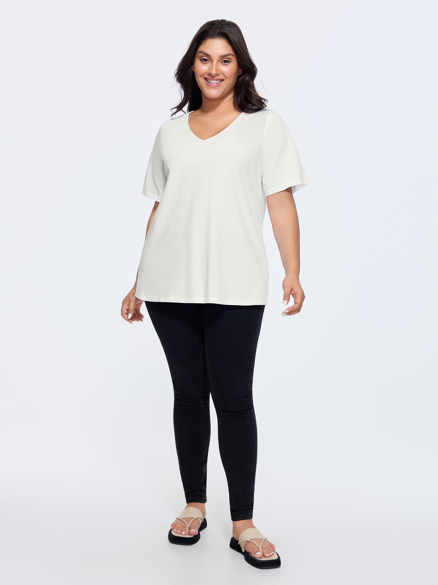 Cotton V Neck Plain Basic T-shirt