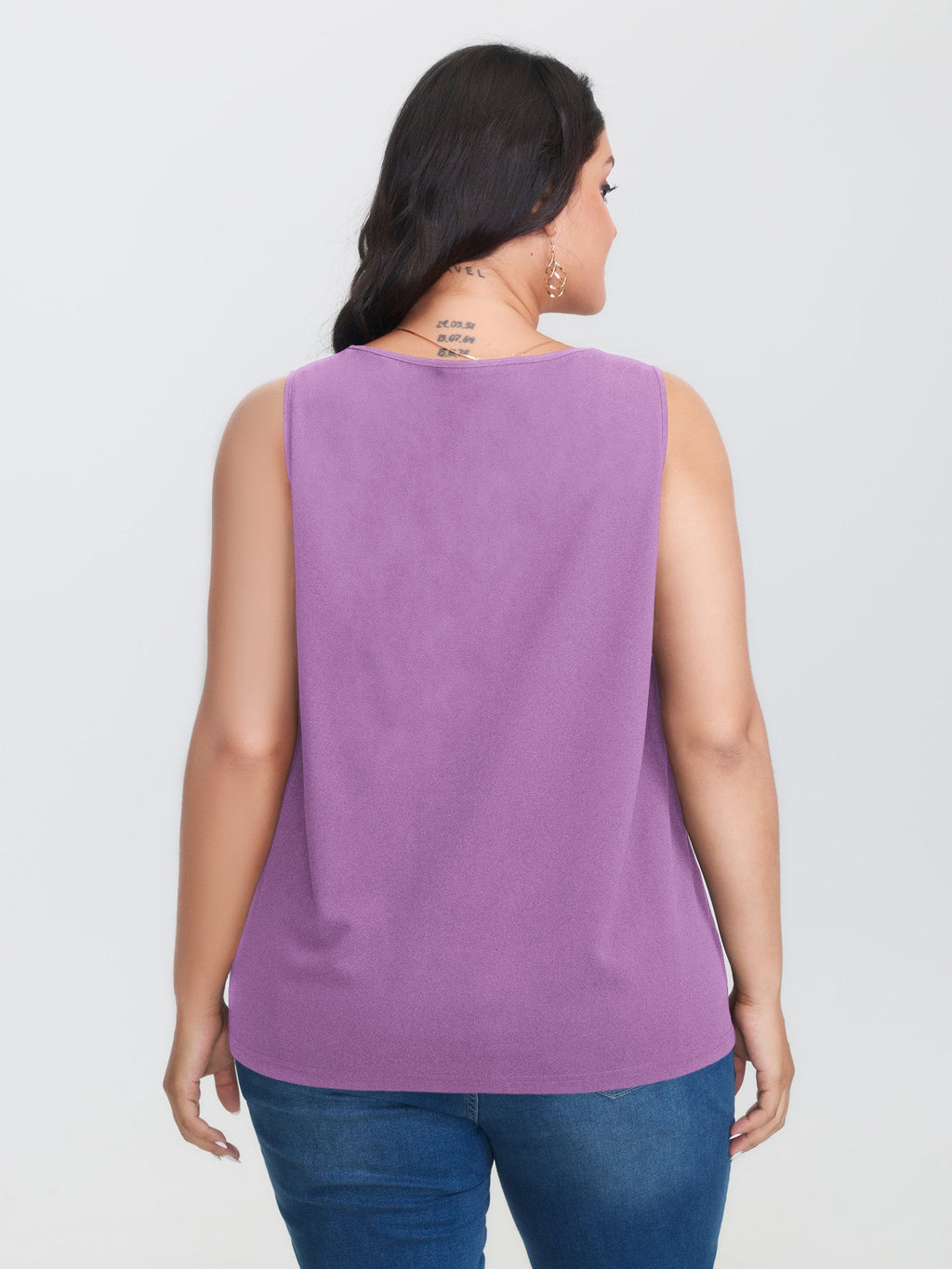 Solid V Neck Laser Cut Tank Top