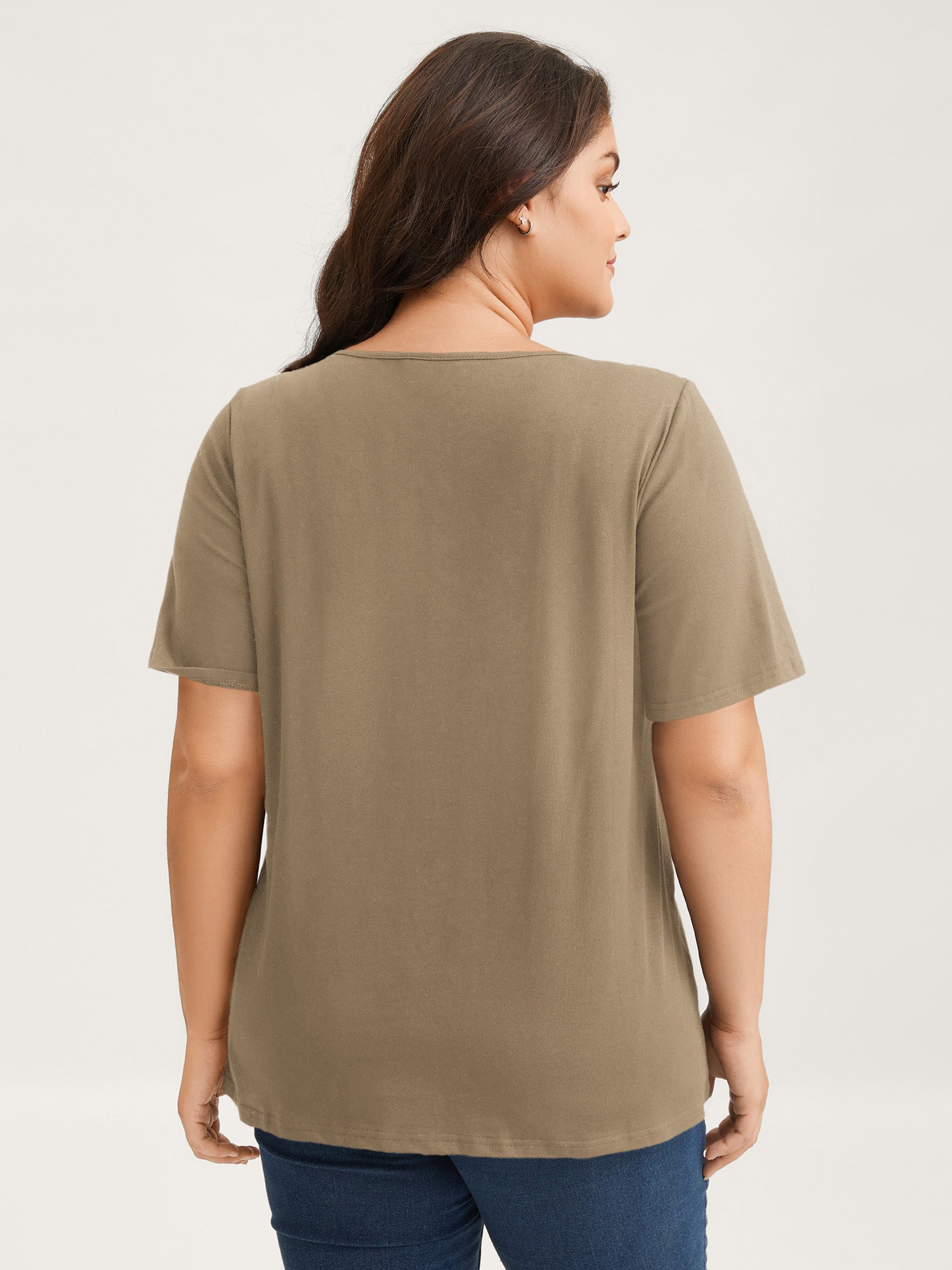 Cotton V Neck Plain Basic T-shirt
