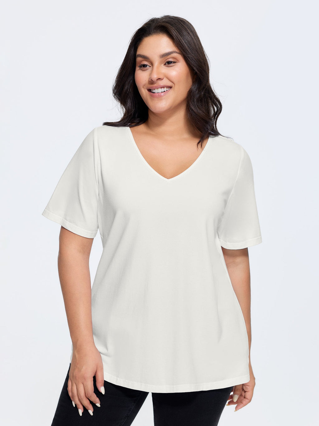 Cotton V Neck Plain Basic T-shirt