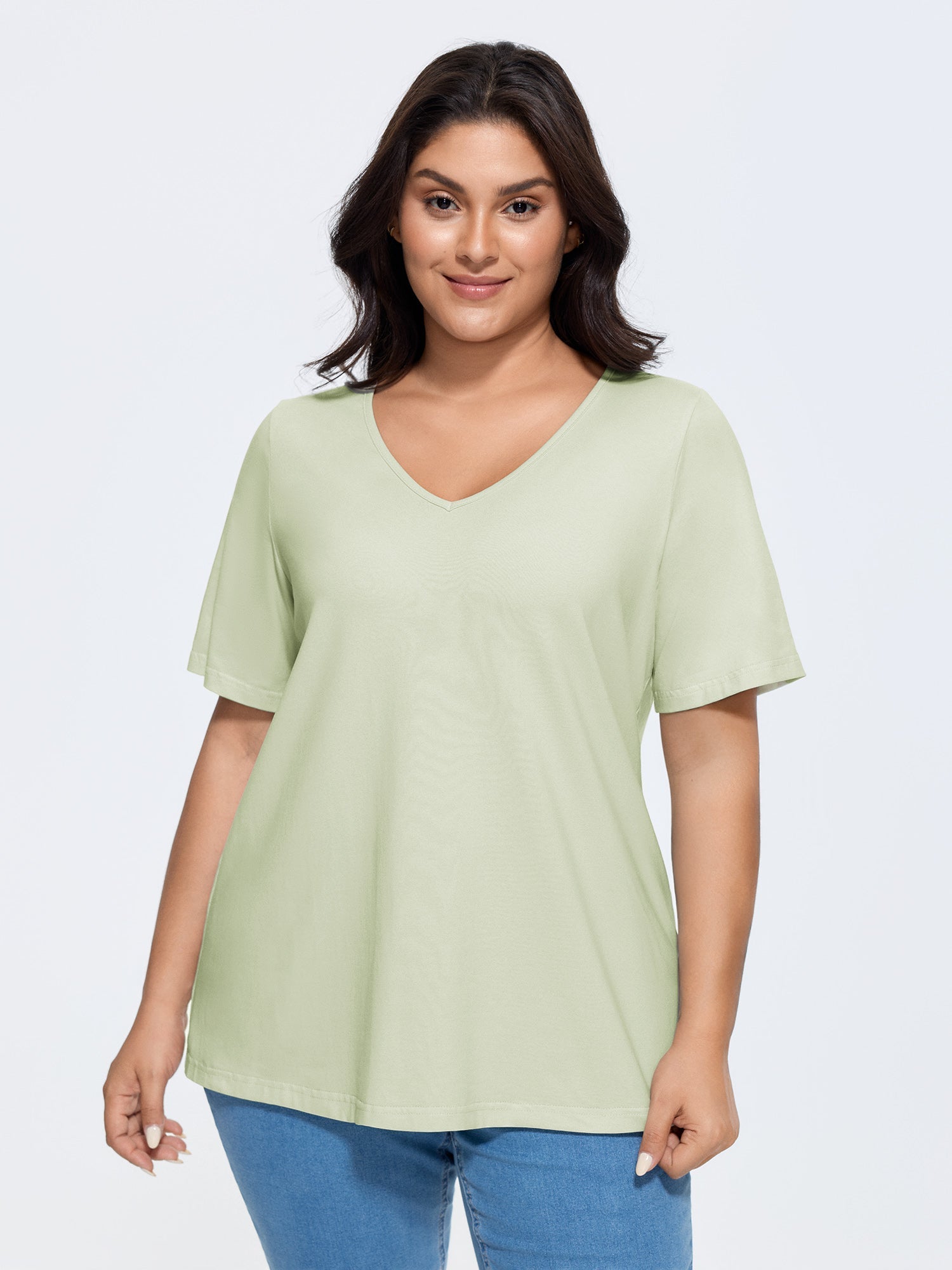 Cotton V Neck Plain Basic T-shirt