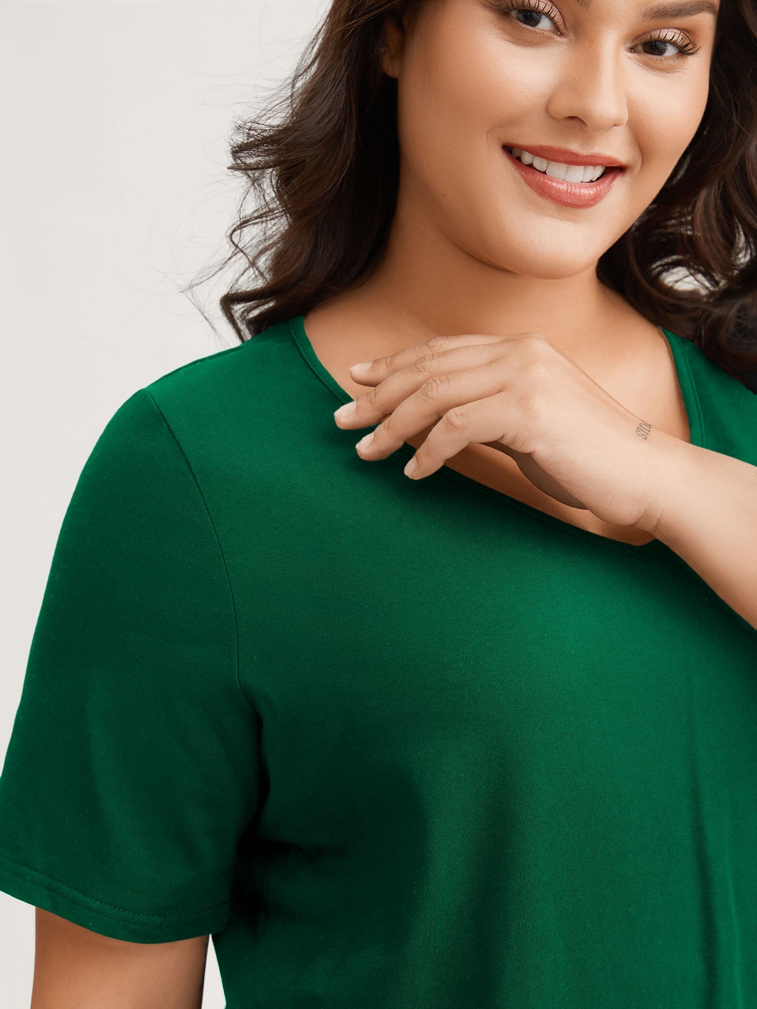 Cotton V Neck Plain Basic T-shirt