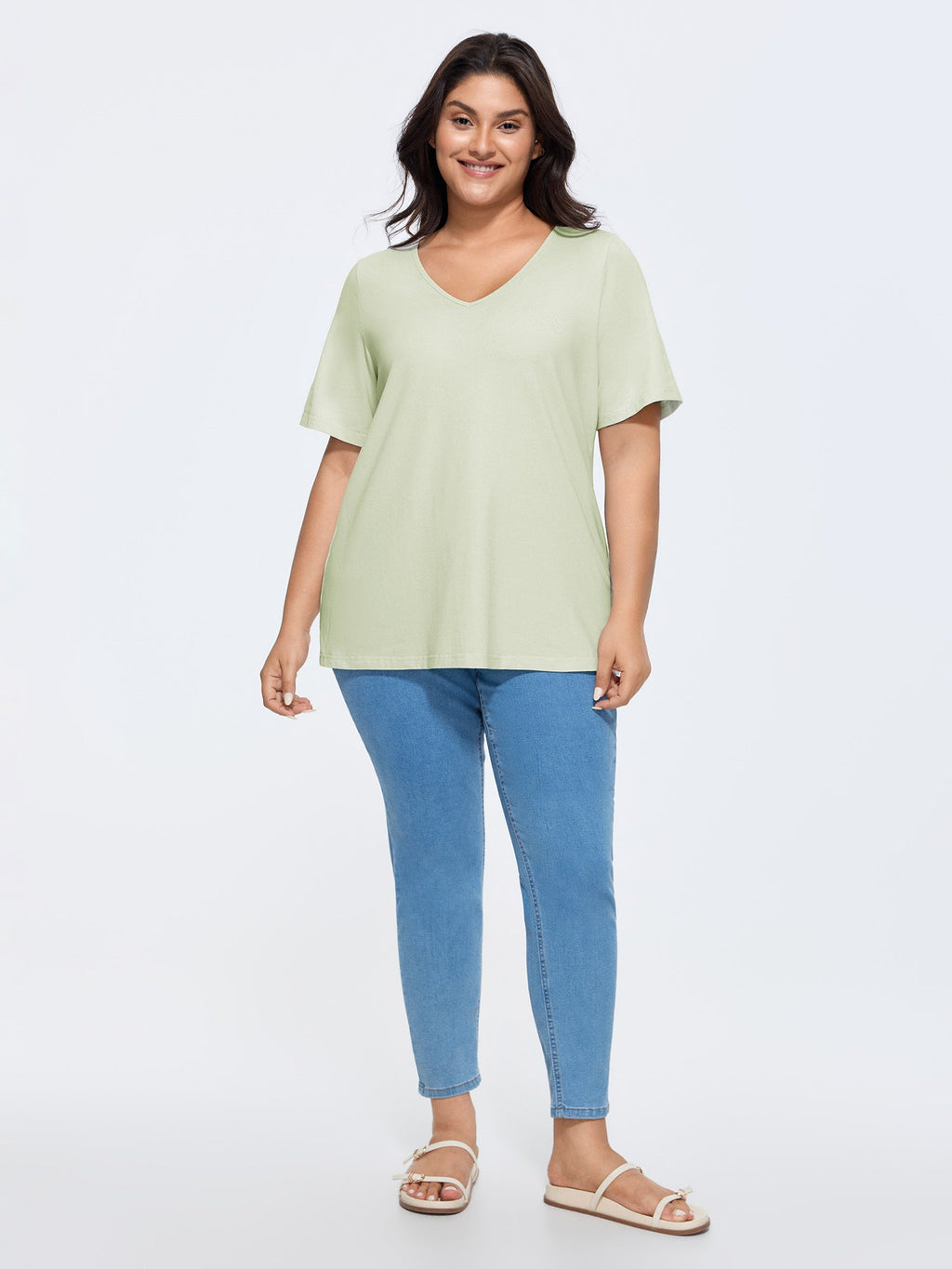 Cotton V Neck Plain Basic T-shirt